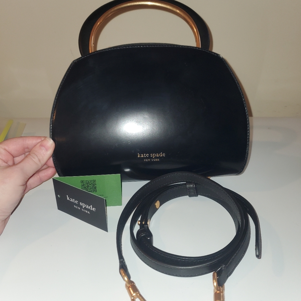 kate spade Black Satchel with Gold Handles and Strap